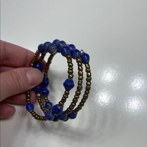 Blue and Gold Beaded Bracelet